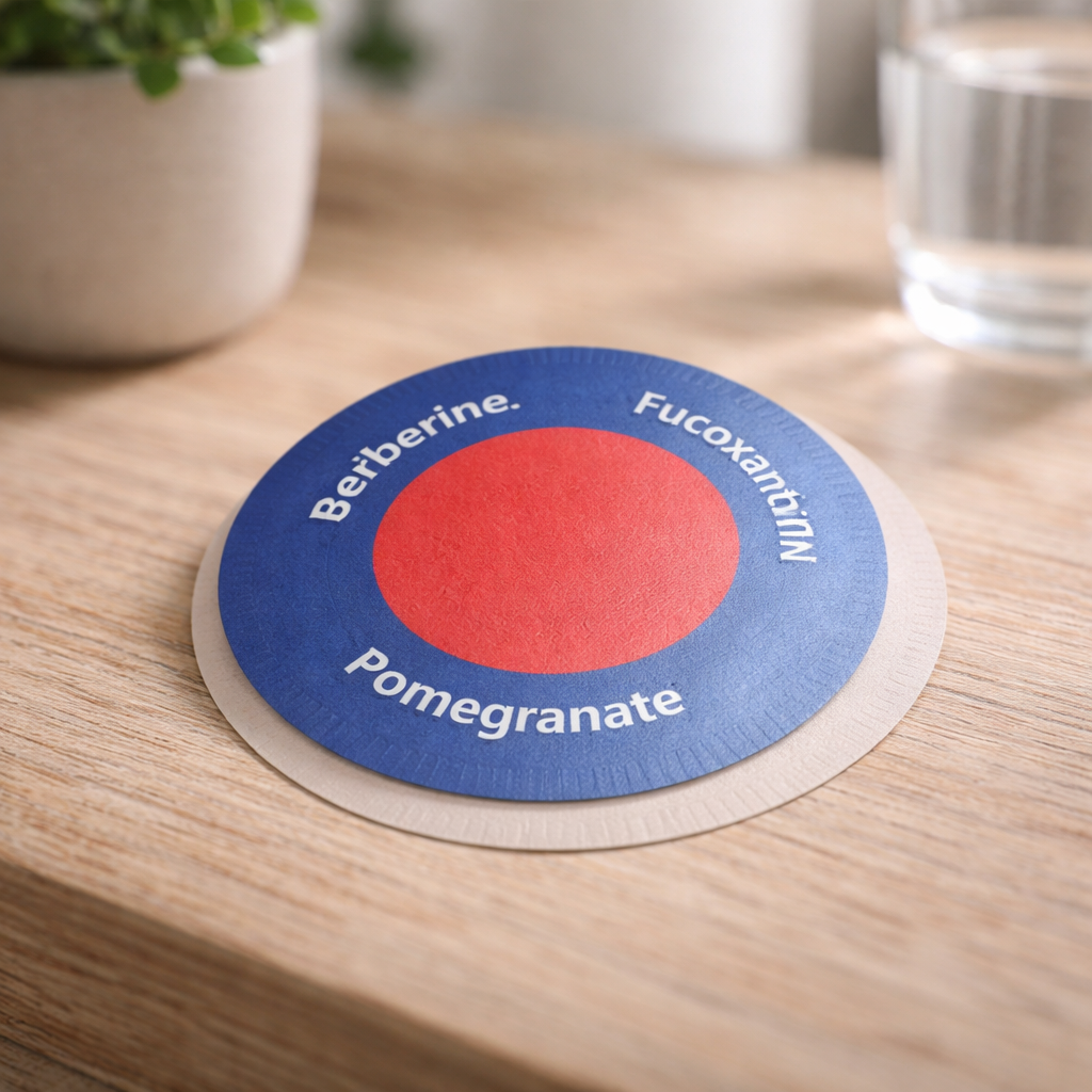 Close-up of a wellness patch design on a clean background